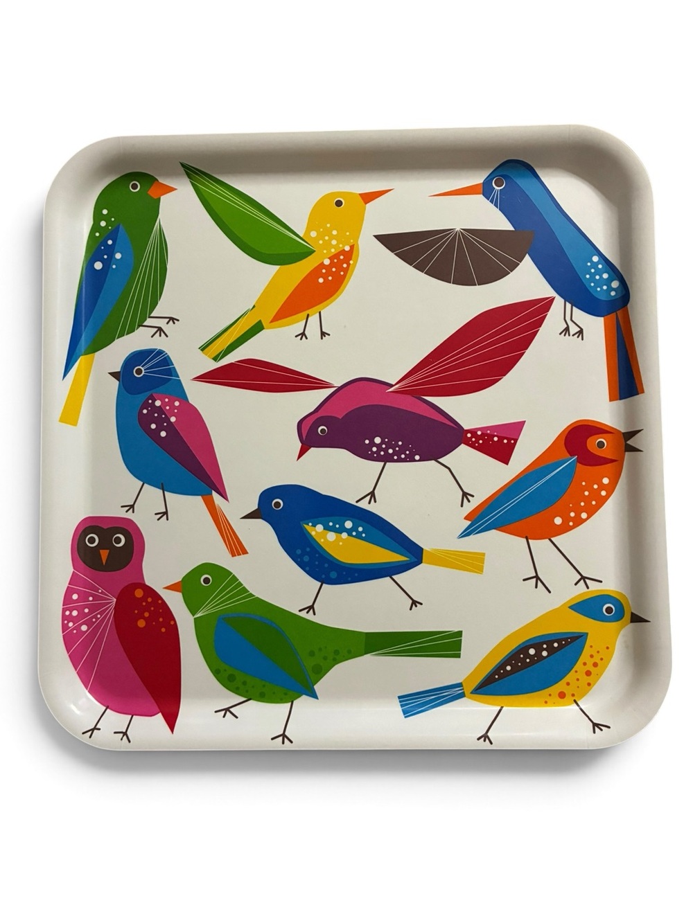 IKEA Barbar Bird Tray Small Square Melamine 13x13 Colorful Whimsical Retro